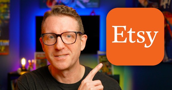 Mystery Supply Co. Etsy Intro Video with Ryan pointing to Etsy logo